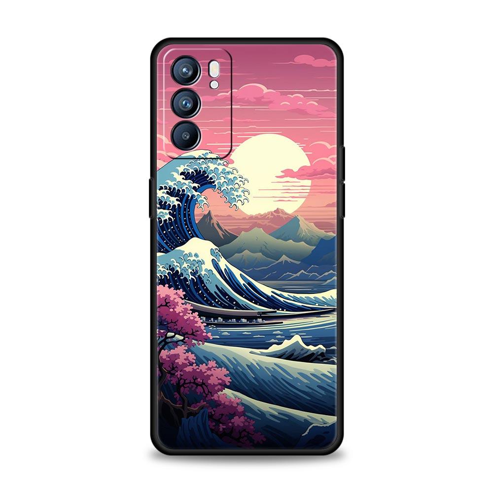 Япония Великая волна у Канагавы Чехол Для Oppo Reno8 Reno7 Reno6 Pro A54 5G Find X6 X5 A53 A52 A9 A15 A17 A16 A57 A31 Обложка