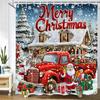 Merry Christmas Shower Curtain Bath Curtain Elk Santa Claus Christmas Printed Bathroom Curtains for Home Decoration Curtain