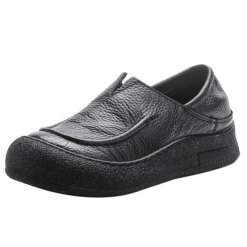 Genuine Leather Women's Casual Countertop Loafers Comfortable Work Business Shoes Women's Flat Shoes Leather Anti-slip Shoes Walking Shoes
