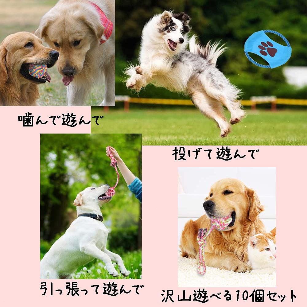 PetGround Набор из 10 игрушек для собак, Прочный, Подходит для маленьких, средних и крупных собак, Включает веревку, мяч, фрисби, игрушку для прорезывания зубов, Обучающую жевательную игрушку