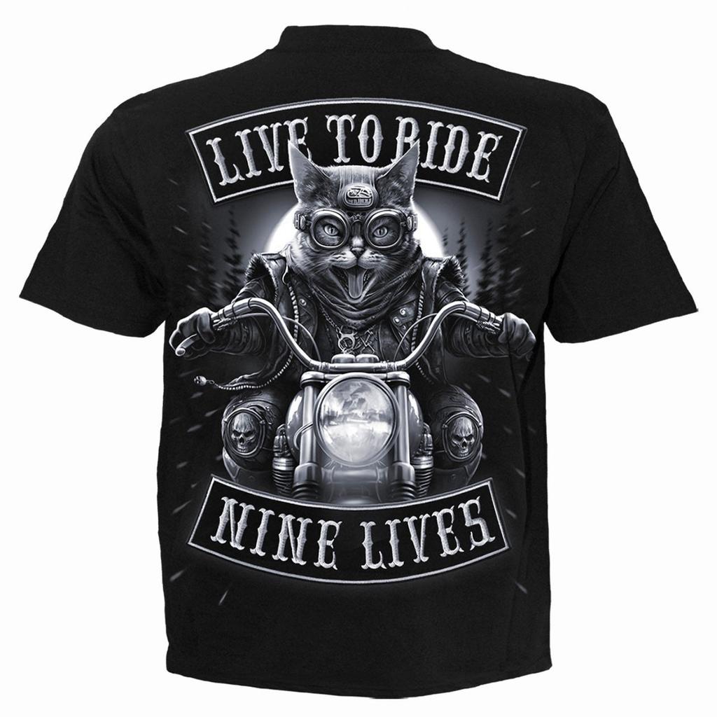 Spiral Direct Unisex Adult Nine Lives Back Print T-Shirt