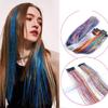 Sparkle Hair Tinsel Chip In Extensions Synthetic Rainbow Colored Glitter Hair Extensions Party Highlight Hair Pieces For Girls