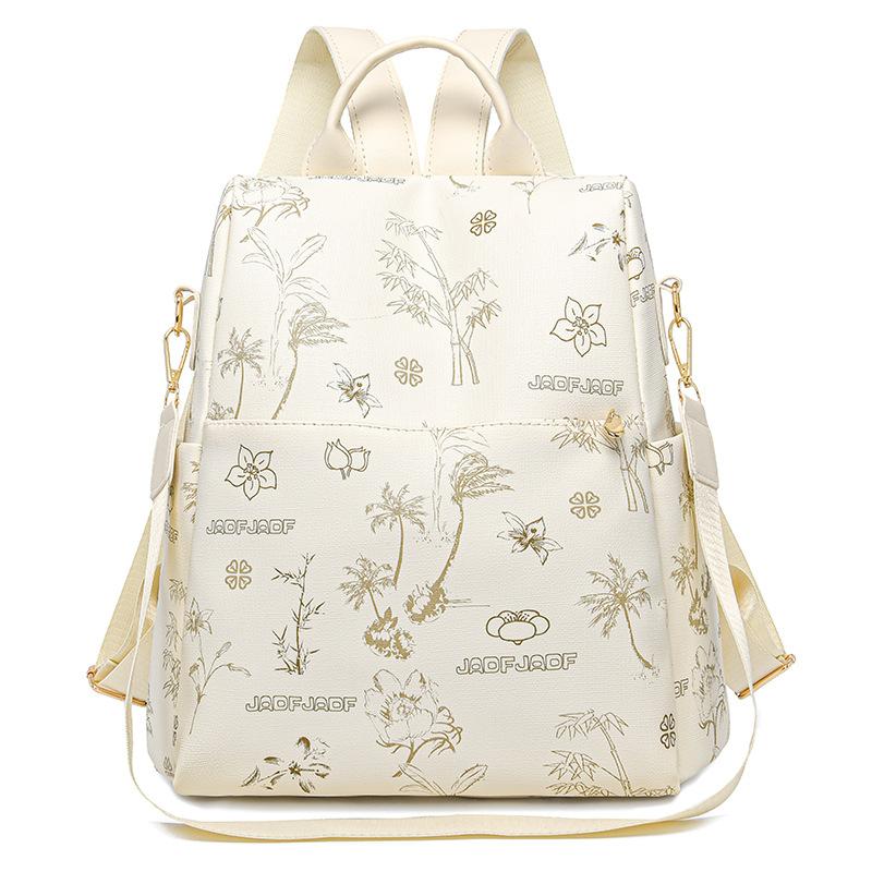 Рюкзак с принтом, женская сумка большой вместимости с защитой от краж, мягкий кожаный рюкзак для поездок на работу