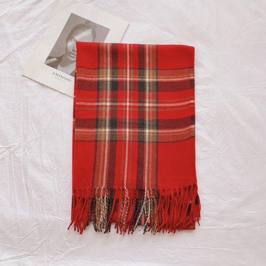 2024 New Autumn And Winter Tassel Plaid Shawl Scarf With Feminine Temperament, Medium To Long, Thick And Warm Imitation Cashmere Scarf