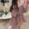 Off Shoulder Sexy Chic Sweet Crop Top Women Summer Fashion Casual Long Ruffle Sleeve Loose Fairy Kawaii T Shirt