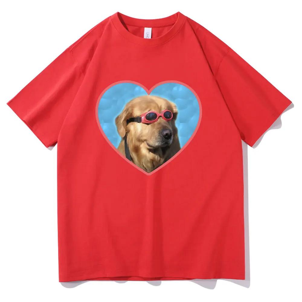 Doggo Golden Retriever Love Sunglasses Print Tshirt Swimmer Dog Graphic T-shirts Funny Women Fashion Casual T Shirt Personality