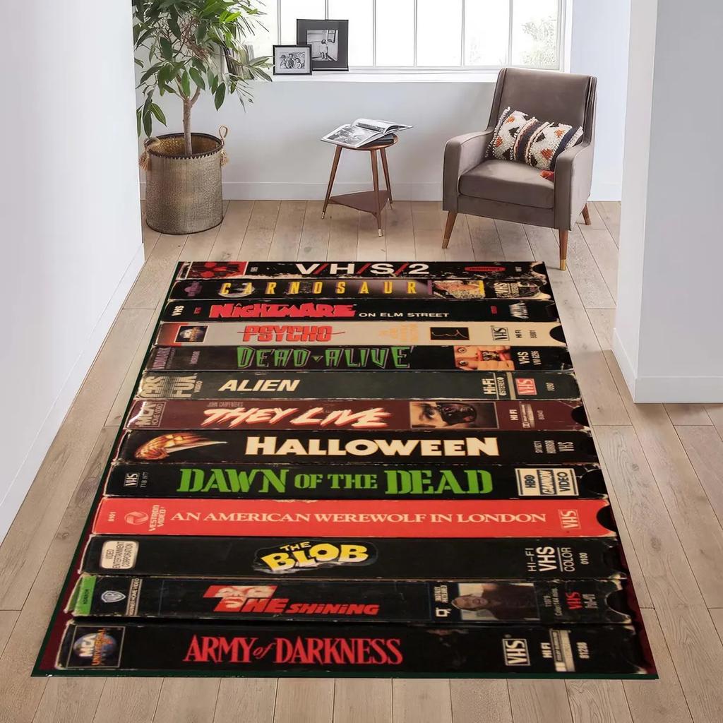 Винтажный фильм ужасов VHS Принт Ковер Ретро Ковер для Гостиной Спальни Мужской Пещеры Игровой Комнаты Напольный Коврик Противоскользящий Декор