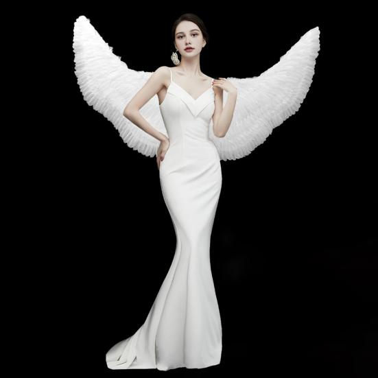 Handmade Angel Wings Creative White Feather Wings Cosplay Little Wings Props for Halloween Parties Festivals