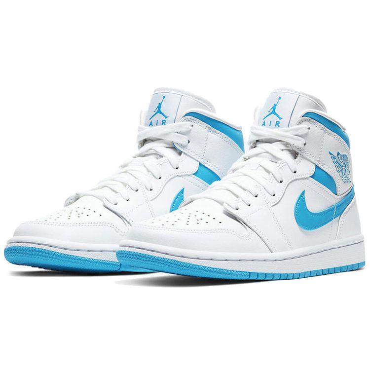 Женские кроссовки Air Jordan 1 Mid UNC White Carolina-Blue BQ6472-114