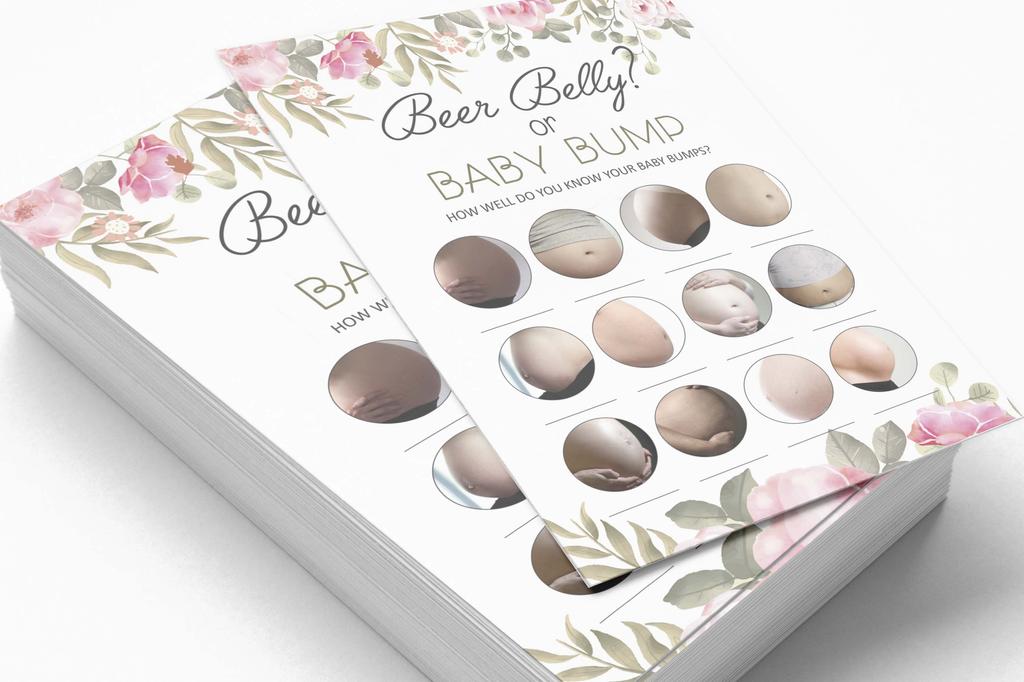 Inkdotpot Игры «Бэби Бумп» или «Пивной живот» Товары для вечеринок Карточки с заданиями Идеи игр для детского душа Игры для детского душа, нейтральные по полу, мальчик или девочка