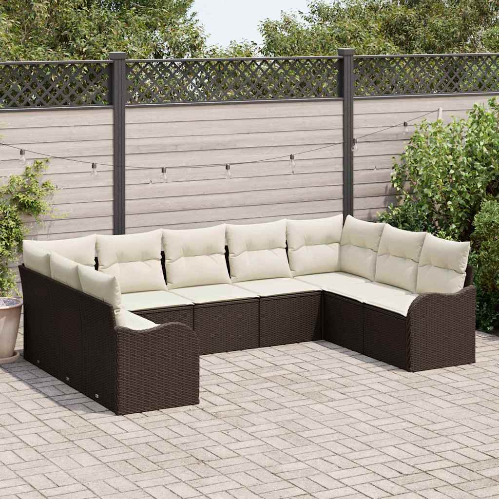 Garden Sofa Set Brown Poly Rattan