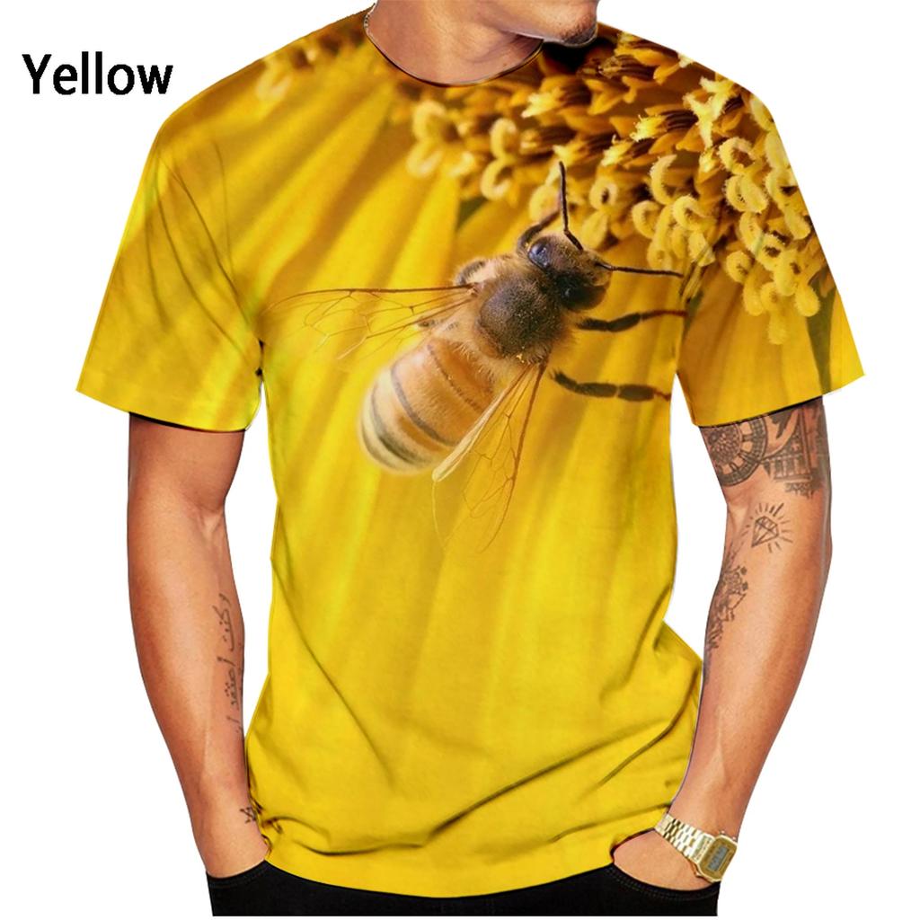 Летняя новая мода с рисунком в виде пчелы в виде животного, мужская футболка с 3D-принтом, повседневная, с короткими рукавами, большой размер