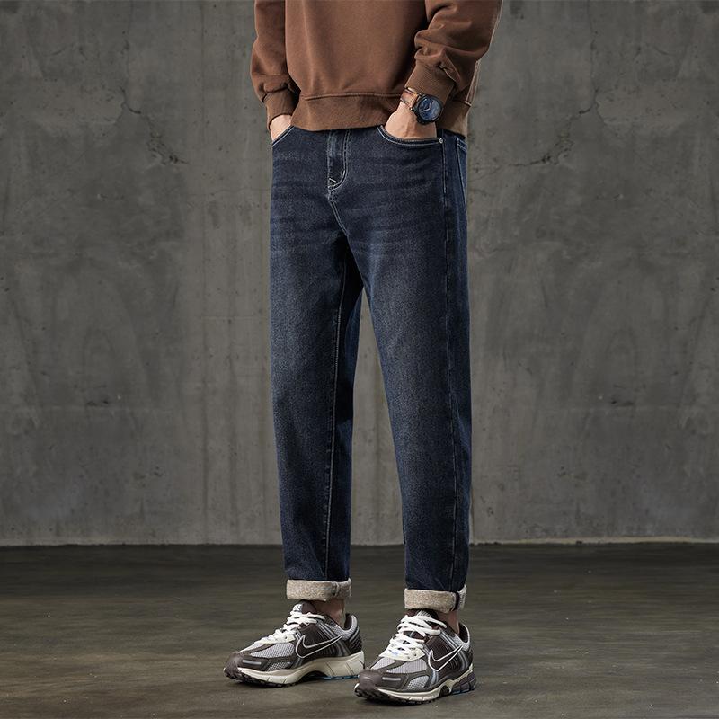 Fashion Stretch Jeans Slim Fit Men's Denim Men's Pants Student Youth Daily Tapered Small Straight Daddy Pants