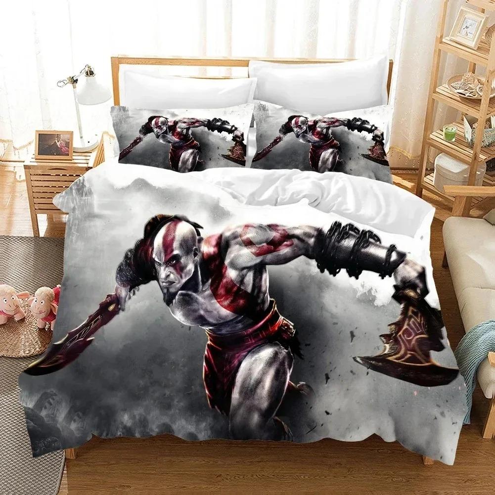 3D Print Game God Of War Bedding Collection Duvet Cover Bed Collection Quilt Cover Pillowcase Comforter King Queen Size Boys Adult Bedding Collection