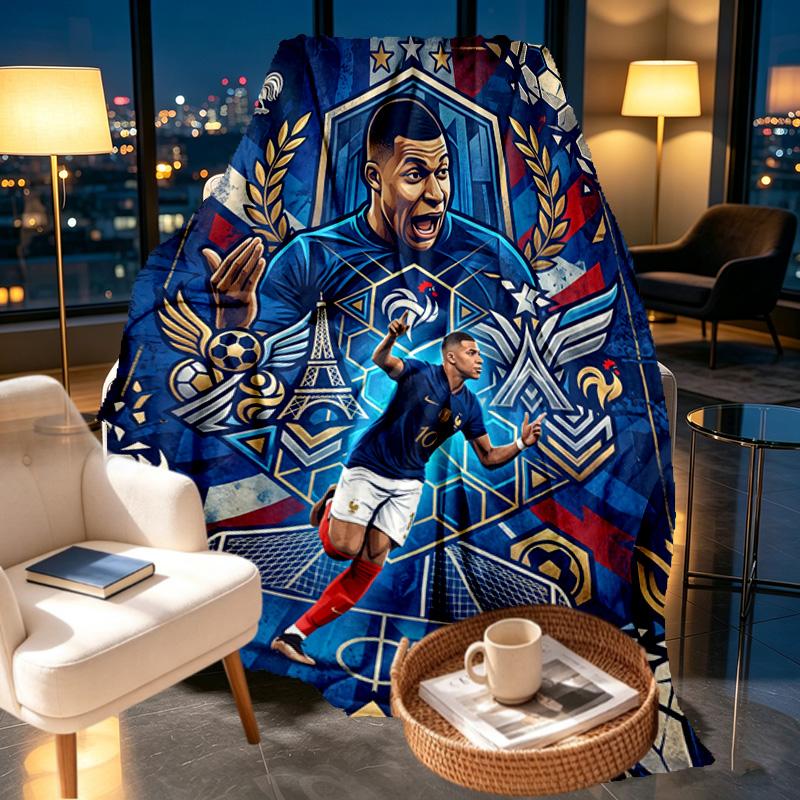 Kylian Mbappe Print Blanket - Soft & Comfortable, for Bedroom, Travel, Sofa, Home Decoration - Birthday Christmas Gift for Friend