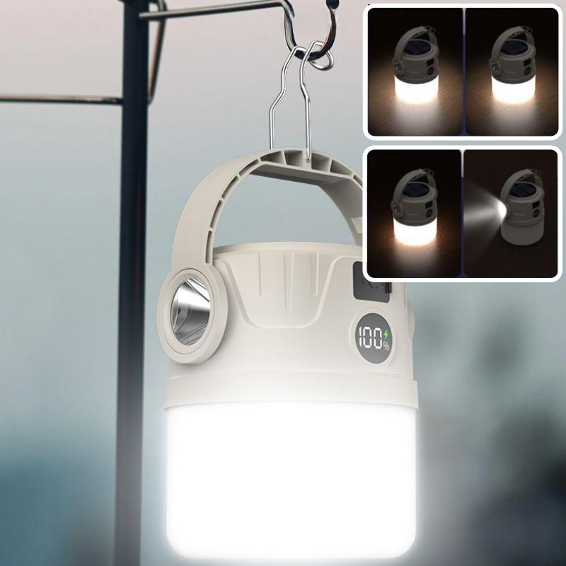 Solar Camping Light LED Rechargeable Hiking Lamp Waterproof Outdoor Flashlight Gear for Fishing Backpacking Tent Atmosphere Lamp