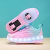 Двухколесные детские светодиодные роликовые коньки для детей, мальчиков и девочек, светящиеся спортивные кроссовки для скейтборда с зарядкой через USB