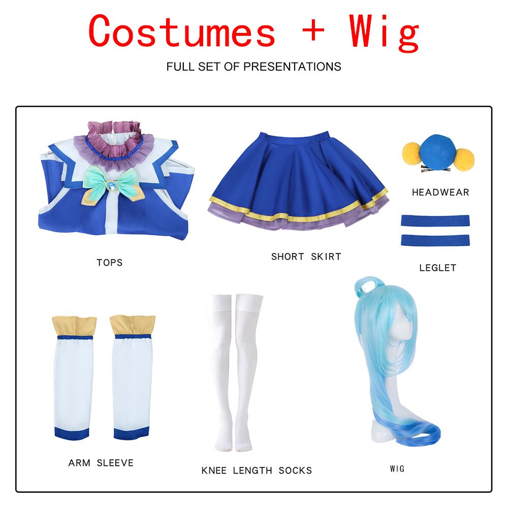 Аниме KonoSuba Благословение богов на этот чудесный мир Аква Синее платье Униформа Наряд Аниме Настроить Аква Косплей Костюмы Парик