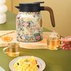Vintage Floral Insulated Teapot 1000ml Mini Hot Coffee Pot Office Tea Flask Built-In Infuser Water Tea Pot Beverage Pitcher Thermal Coffee Carafe