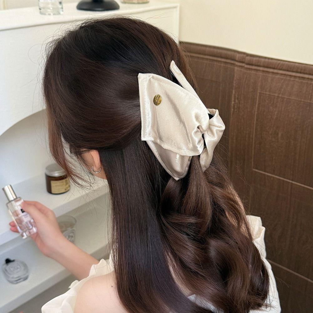 Satin Cloth Shark Clamp Simple Shell Hair Accessories Fashion Ponytail Hair Clip  Back of Head