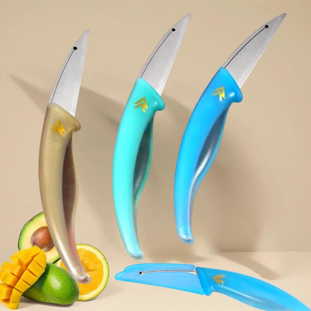 Dolphin-Shaped Fruit Knife With Safety Sheath Soft Ergonomic Handle 5Cr15 Steel Blade For Apples Tomatoes And Kitchen Tools