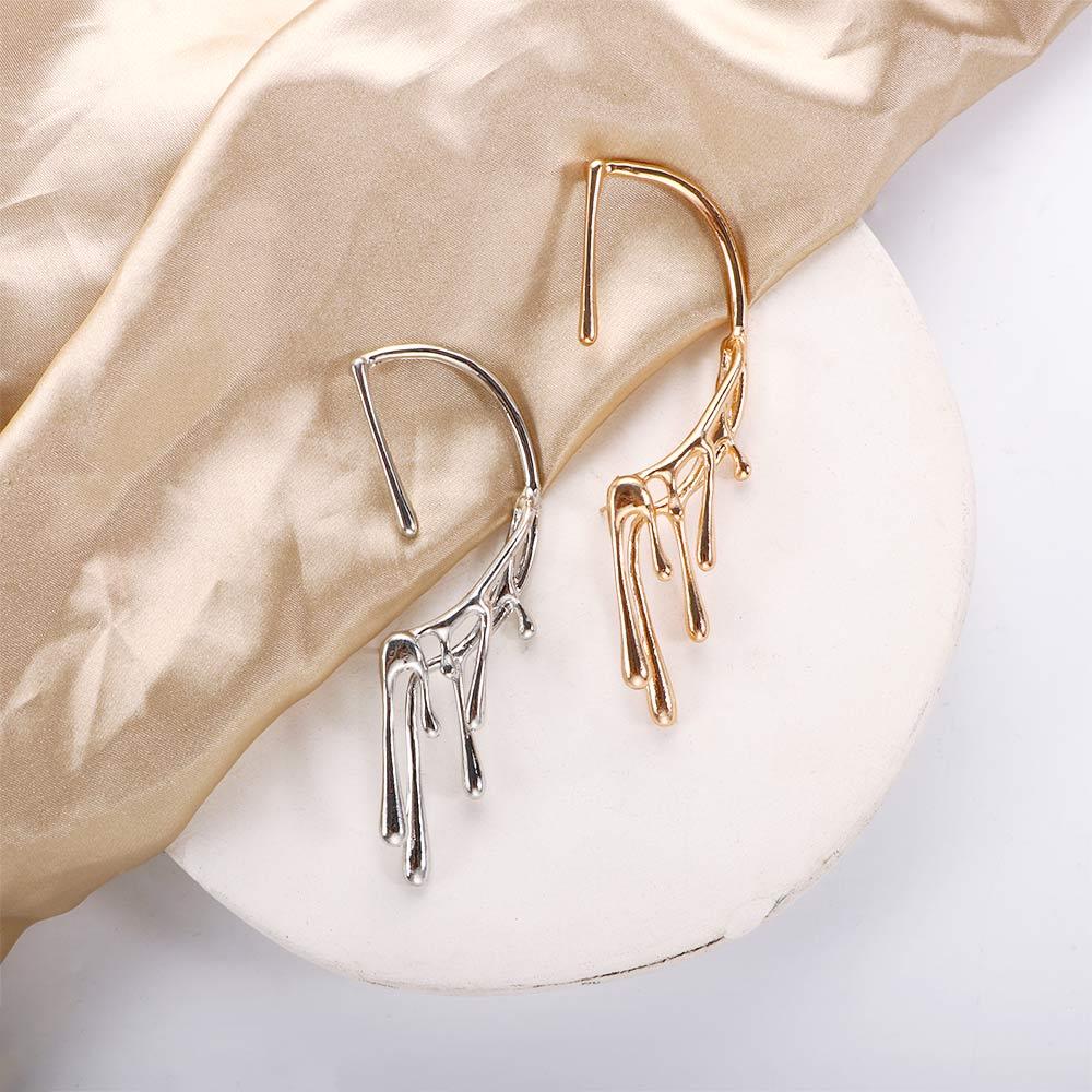 Хип-хоп необычный гиперболический панк капающая серьга-крючок для левого уха с эффектом расплавленной лавы висячие серьги-клипсы