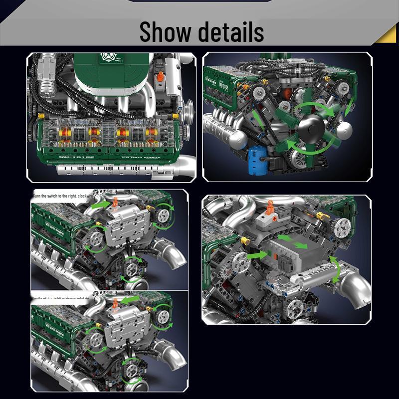 Танк Yuxing King 10182 с двигателем V8: Электрический конструктор «Восемь цилиндров» с пультом дистанционного управления