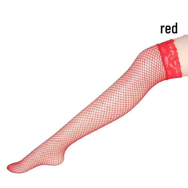 Sexy Black Fishnet Over-the-Knee Lace Stockings