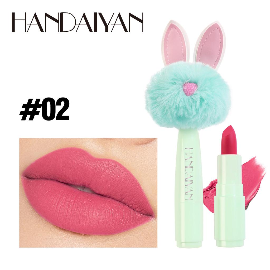 Handaiyan 5 Color Mini Rabbit Plush Dumplings, Dill Matte Lipstick Red