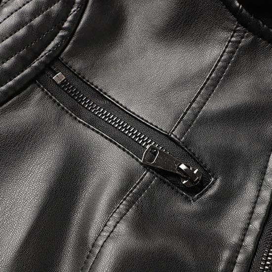 Женская однотонная приталенная куртка из искусственной кожи с воротником-стойкой и длинными рукавами, карманами на молнии, байкерское пальто, тонкая стильная верхняя одежда