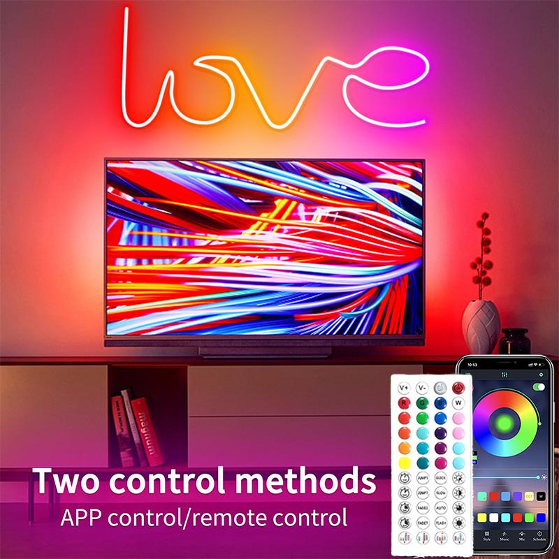 Светодиодная лента RGB Neon LED 24 В, гибкая водонепроницаемая лента с управлением через приложение, синхронизацией с музыкой, регулировкой яркости, сменой цвета для домашнего декора для вечеринок