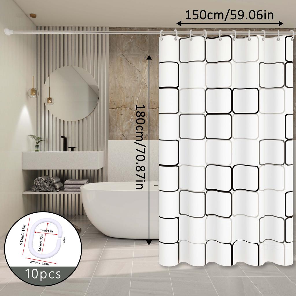Большая квадратная шторка для душа в геометрическом стиле, современная минималистичная перегородка для ванной, шторка для декора ванной комнаты в индустриальном стиле