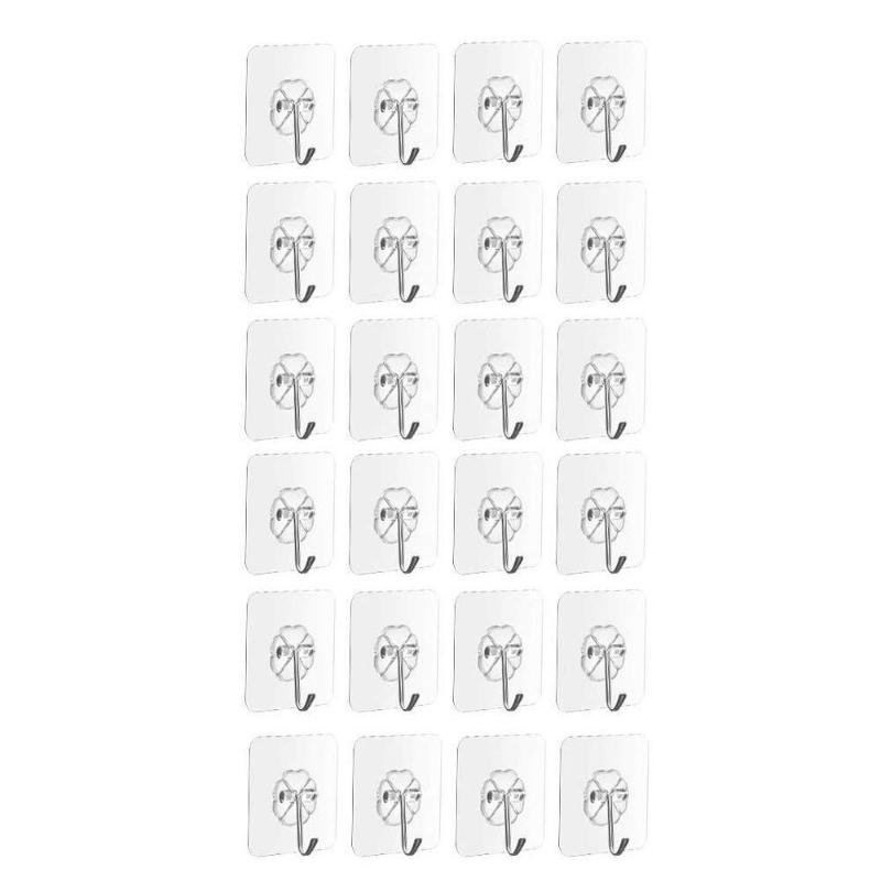 24 шт. прозрачный крючок для кухни, неперфорированный крючок для ванной комнаты, крючок для гардеробной сумки, клейкий крючок для керамической плитки