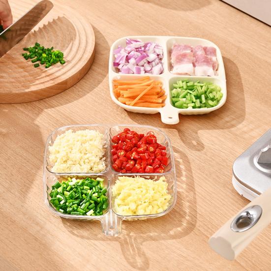 Разделенная тарелка, легко чистящаяся многоразовая пищевая тарелка с четырьмя отделениями, дизайнерская тарелка для соуса для домашней кухни