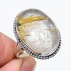 Natural Golden Rutile Gemstone Handmade 925 Solid Silver Jewelry Ring S.9 K5O62