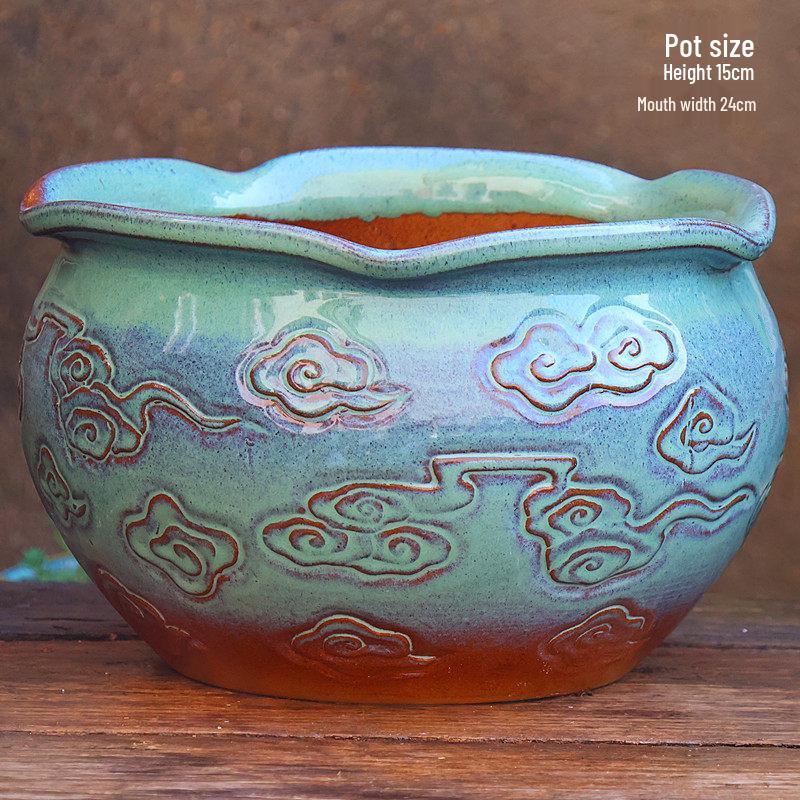 Handmade Retro Ceramic Pot: Large Opening Succulent & Flower Planter for Chlorophytum, Rose, Orchid, & Green Plants