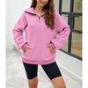 Осенне-зимняя однотонная женская свободная толстовка с воротником-стойкой на молнии