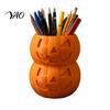 Festive Art Supply Storage 3D Printed Double Pumpkin Pen Holder, Stacked Desktop Organizer, Stationery Organizer Halloween Container for Pencils