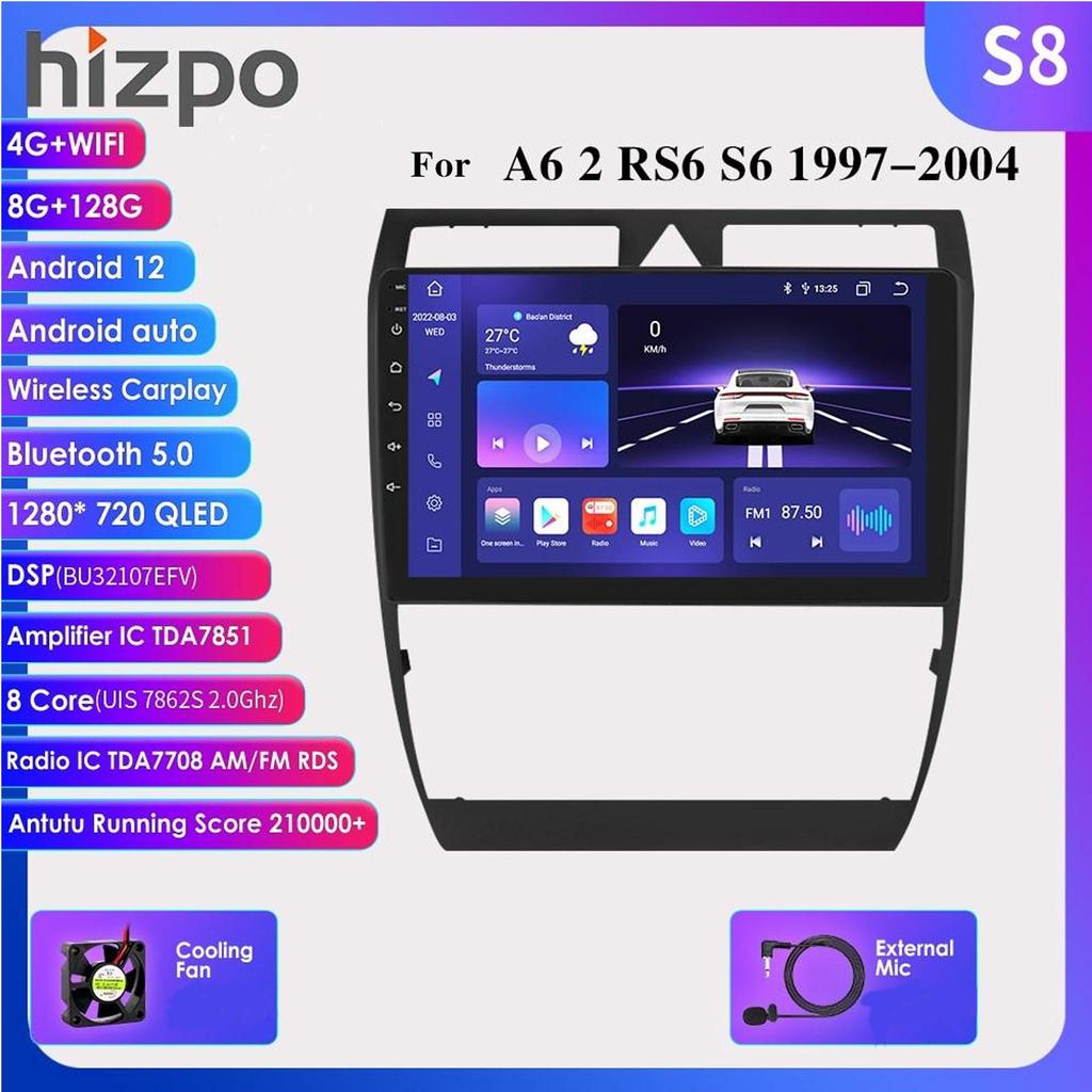 Hizpo 4G+WIFI 2 Din Android Авто Радио для A6 C5 1997 - 2004 S6 RS6 Carplay Автомобильный Мультимедиа GPS 2din Авторадио Навигация GPS Головное Устройство Автоаудио Видео