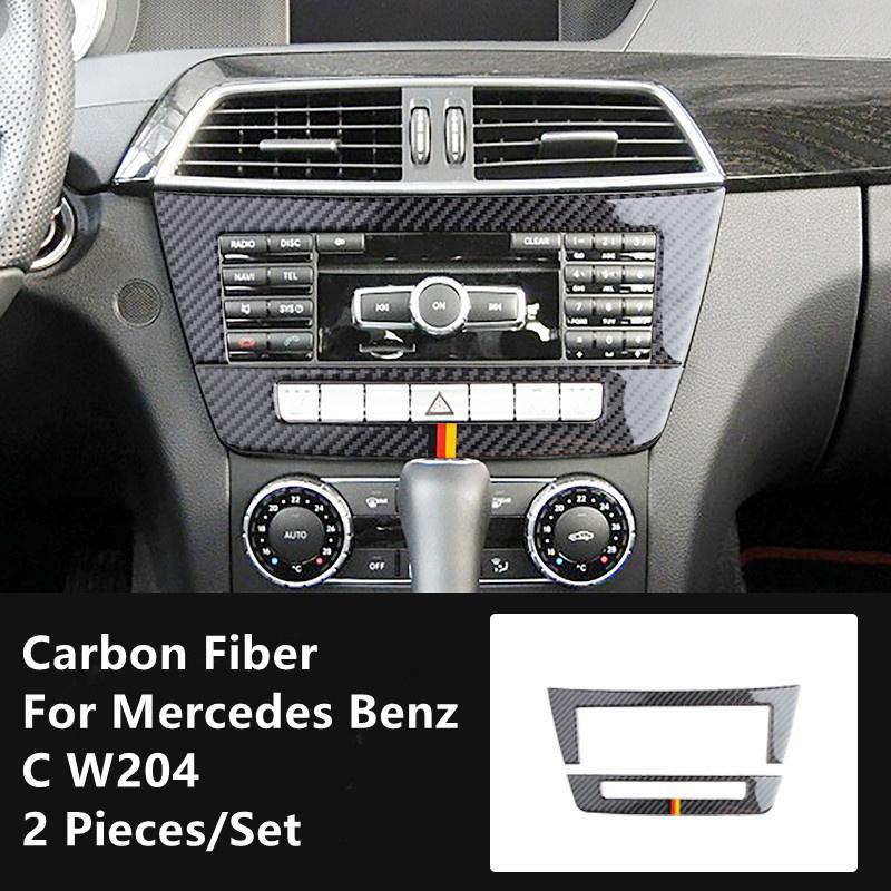 Углеродное волокно, модификация салона автомобиля, накладка, полоски, декоративные наклейки для Mercedes Benz C W204, внутренняя отделка автомобиля