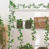 4 шт., искусственная зеленая виноградная гирлянда, реалистичный домашний свадебный сад, крытый и открытый настенный подвесной пластик, искусственное восхождение, зелень, свисающий плющ, украшение