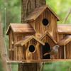 Птичий домик для наружного подвешивания на дереве, деревянный домик для птиц из натурального дерева ручной работы для наружного двора, двора, патио, декор Наблюдение за дикими птицами