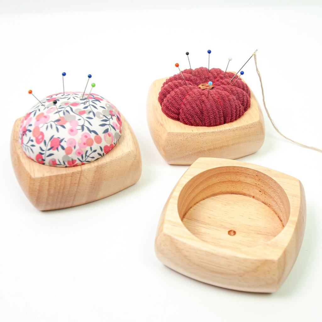Round Wood Base for Pin Cushion 3.35x3.35Inch Needle Pin Cushion Storage Base for Sewing Enthusiasts and Craft Lovers