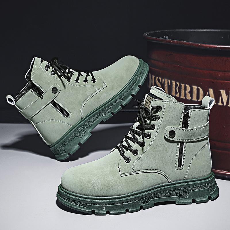 Fashion PARZIVAL 2024 Autumn NewMen Boots Men Casual Breathable Motorcycle Boots High-Top Platform Korean Style All-Match Worker Boot