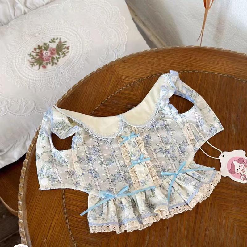 Pet Autumn/Winter Floral Bow Skirt Teddy Dog Cat Pet Tank Top Dog Dresses for Small Dogs Puppy Clothes Christmas Clothes