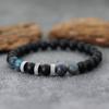 Stylish Men Bracelet 8mm Natural Volcanic Blue Howlite Tiger Eye Stone Beaded Braclet Retro String Braslet Casual Accessories