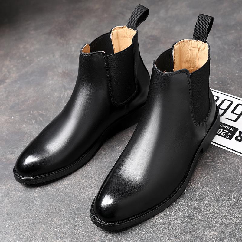 Men'S Classic Retro Chelsea Boots Genuine Leather Men Fashion British Style Short Ankle Boot Mens Casual High-Top Shoes