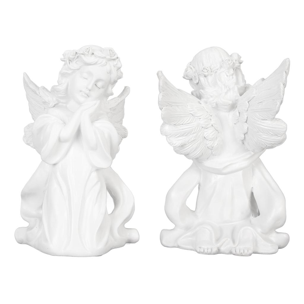 Смола Молящийся Ангел Фигурка Белый Молящаяся Девочка Ангел Орнамент Подпирающий Щеку Крылья Херувимы Скульптура для Книжной Полки Спальни