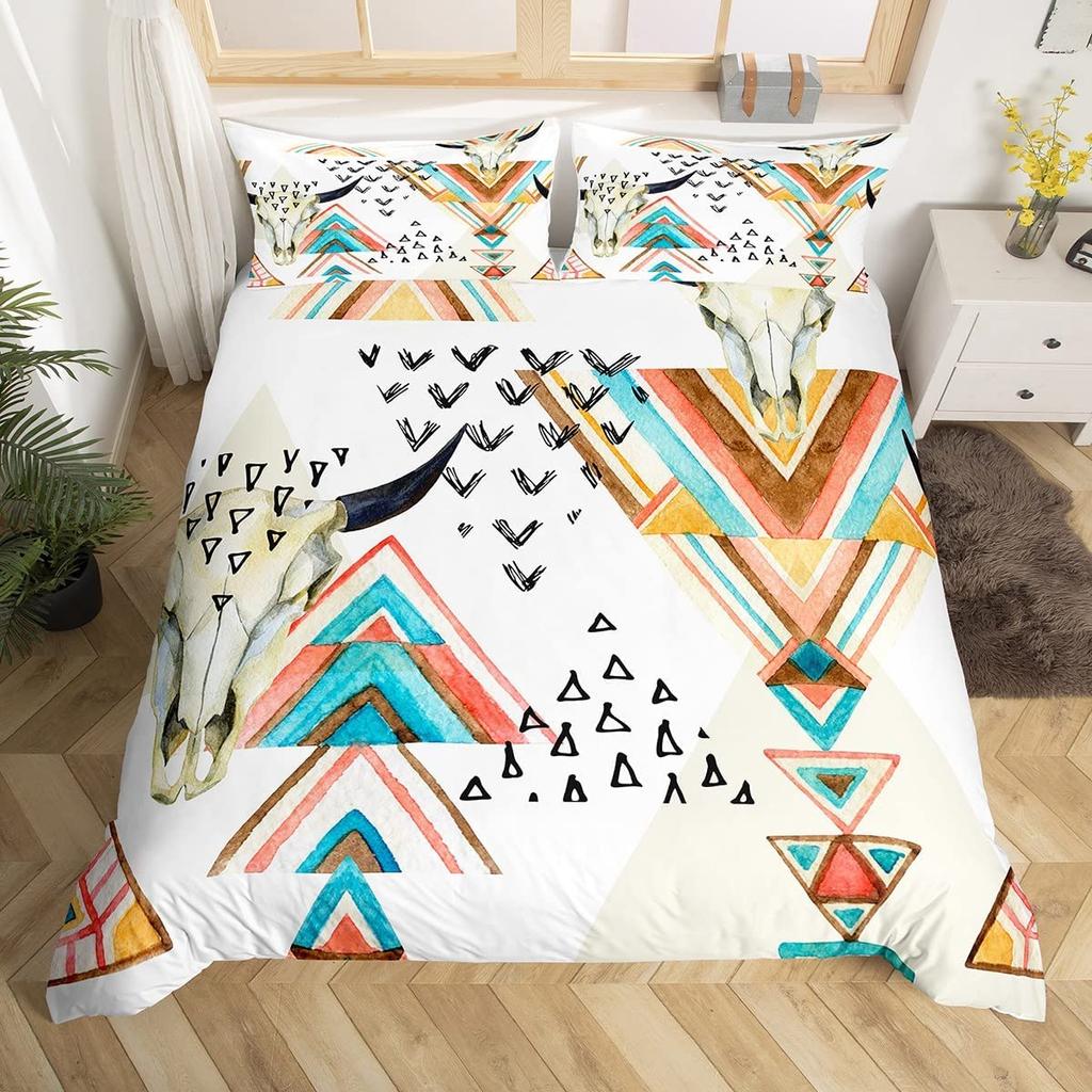 Комплект пододеяльника с черепом овцы размера кинг, квин, перья, ловец снов, постельное белье, микрофибра, фиолетовый, морские волны, лодка, чехол для одеяла