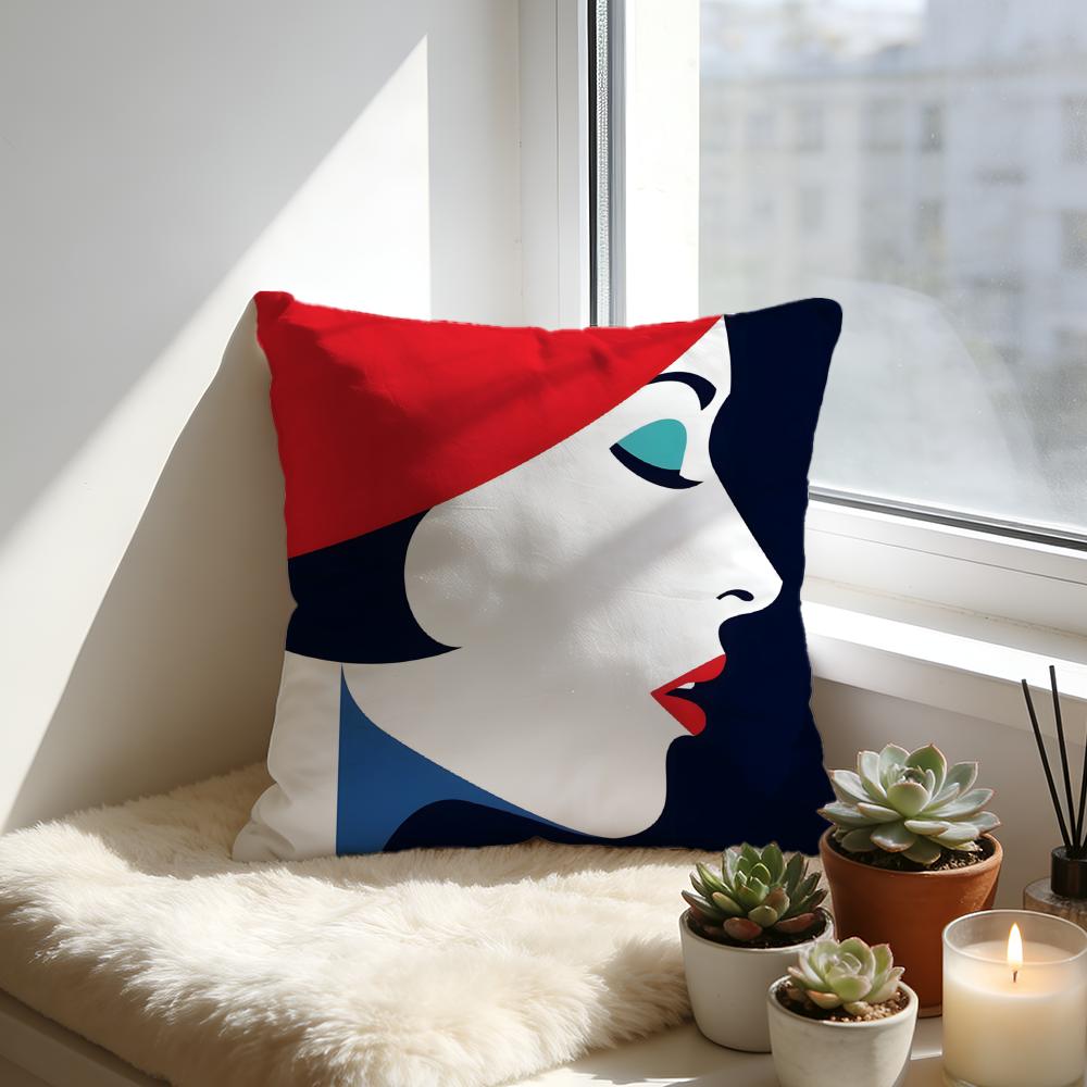 Pop Style Modern Girlcreativity Fashion Cushion Cover Cozy Velvet Throw PillowSoft Warm Cushion For Sofa Bed